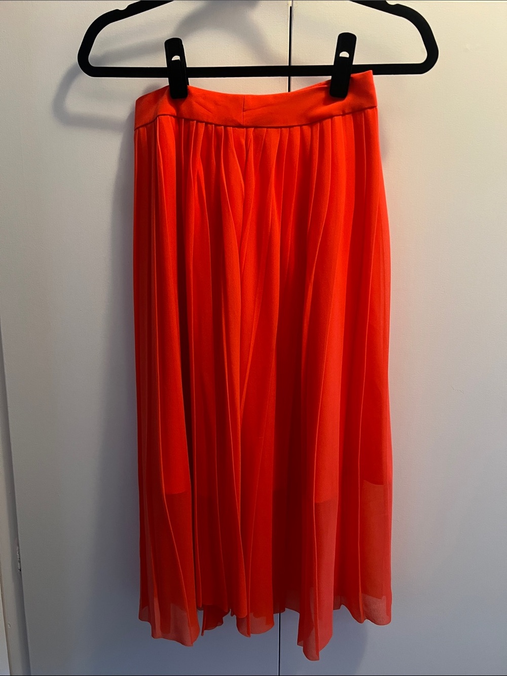 RACHEL Rachel Roy Vibrant Orange Pleated Midi Skirt